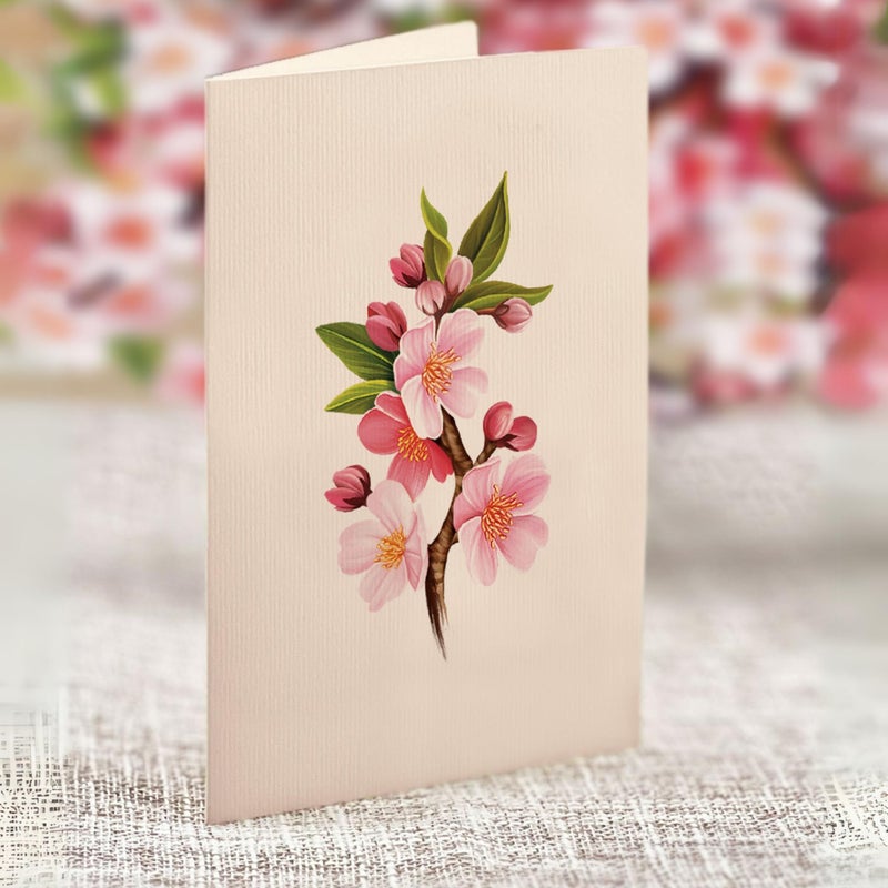 Freshcut Paper Pop Up Cards, Mini Japanese Cherry Blossoms, 6 Inch Mini Sized Forever Flower Bouquet 3D Popup Greeting Cards, Birthday Cards, Valentine's Day Card, Blank Notecard & Envelope - Image 5