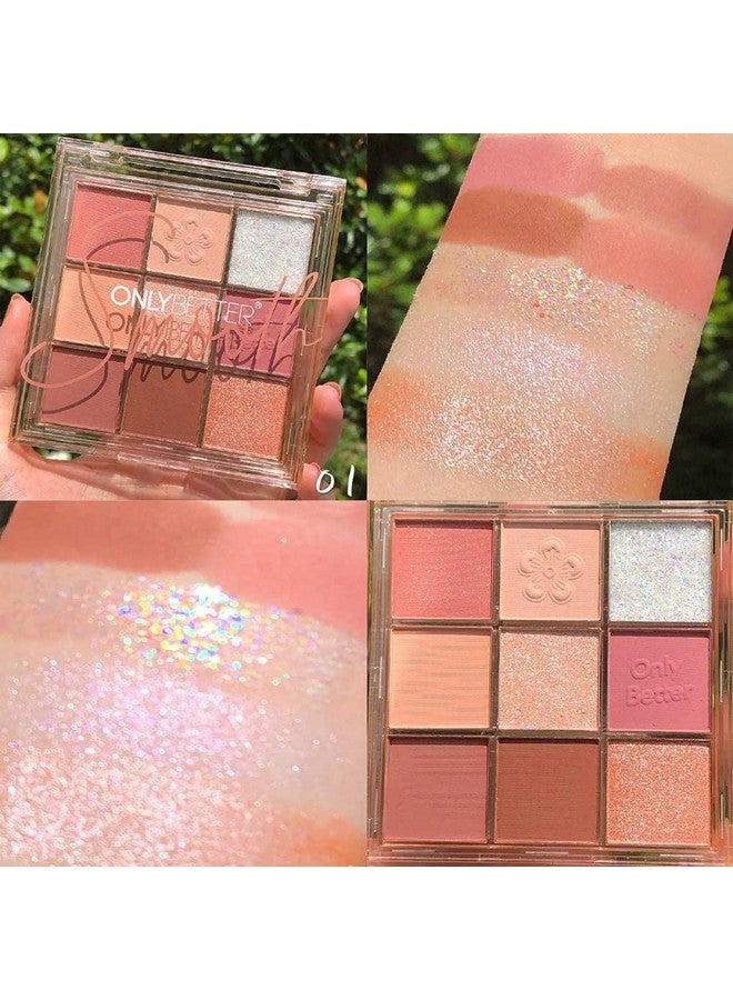 ONLYBETTER Pink Eyeshadow Palette, Pink Eyeshadow Palette High Pigmented Makeup Palette 9 Shades Metallic and Shimmers Long Lasting Sweatproof and Waterproof Bright Eyeshadow Palette - Image 4