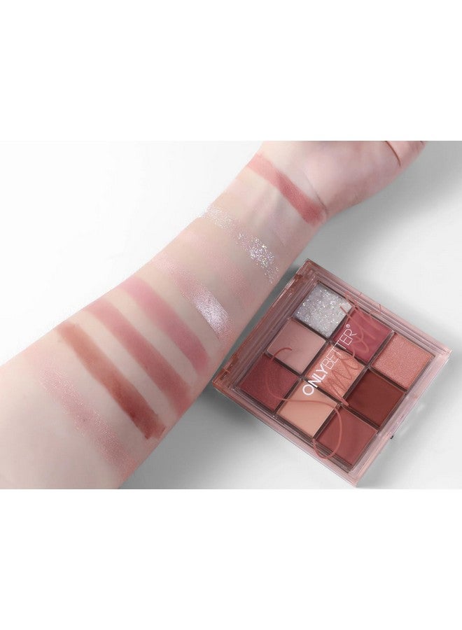 ONLYBETTER Pink Eyeshadow Palette, Pink Eyeshadow Palette High Pigmented Makeup Palette 9 Shades Metallic and Shimmers Long Lasting Sweatproof and Waterproof Bright Eyeshadow Palette - Image 5