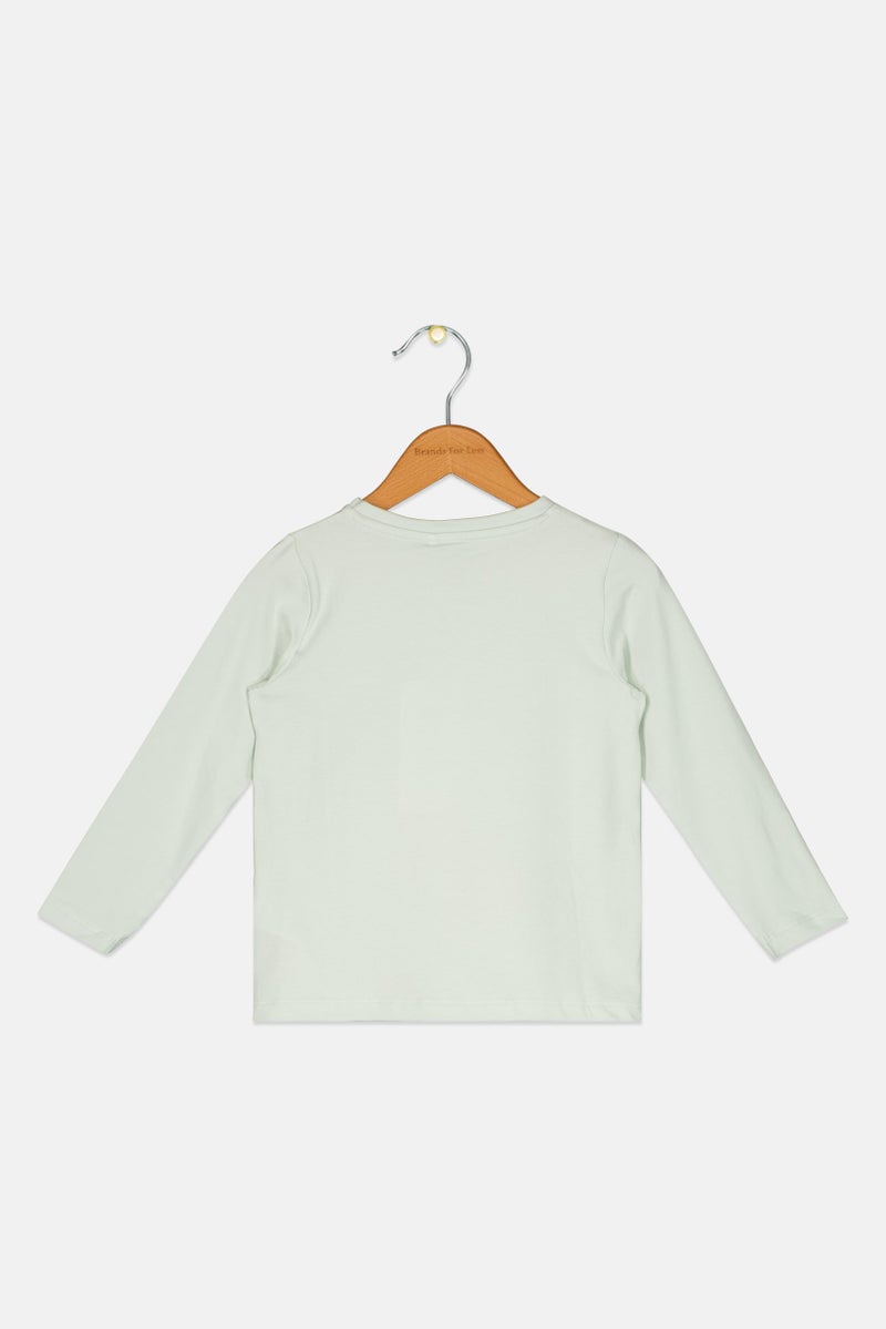 NAME IT تي شيرت طويل الأكمام للأولاد الصغار بطباعة جرافيك، أخضر نعناعي - Image 2