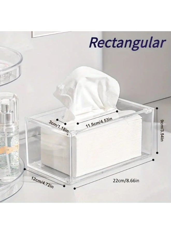 Luxury Clear Acrylic Tissue Box Holder | Rectangular Napkin Dispenser with Cover for Facial Tissues | Stylish Home | Kitchen Office Organizer | Tissue Box - Image 2