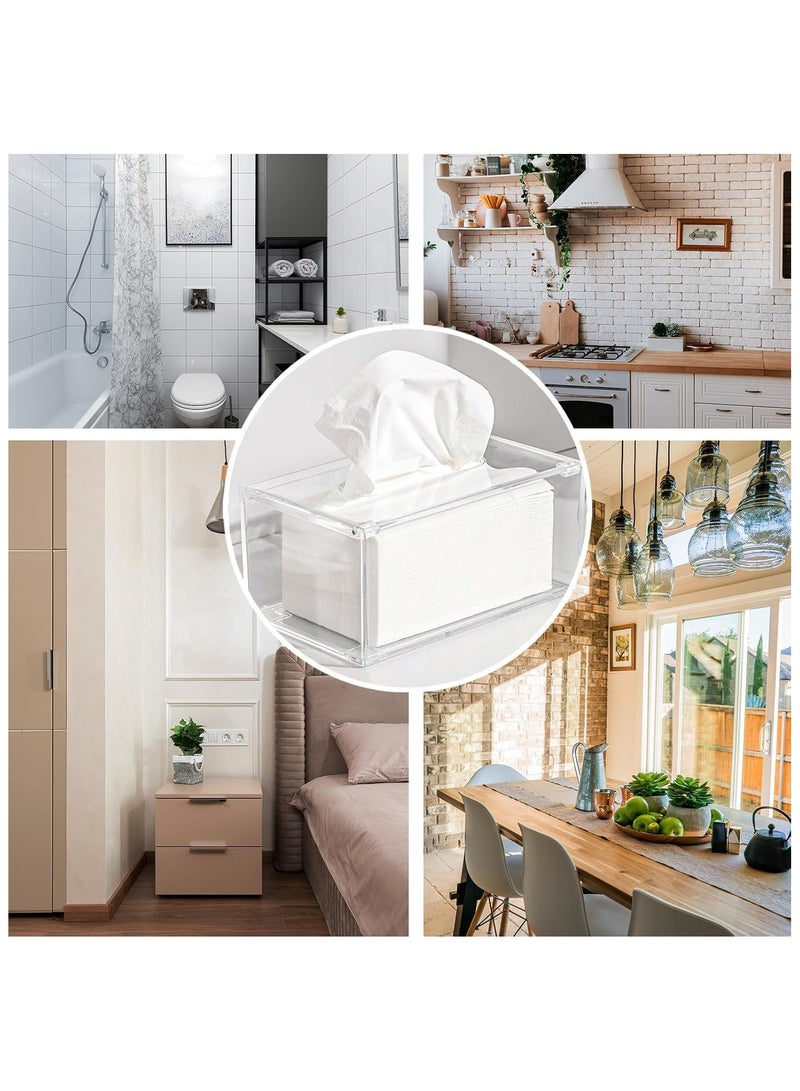Luxury Clear Acrylic Tissue Box Holder | Rectangular Napkin Dispenser with Cover for Facial Tissues | Stylish Home | Kitchen Office Organizer | Tissue Box - Image 3