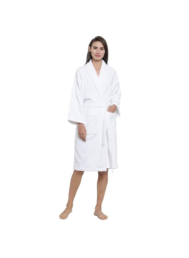 MYTRIDENT Trident Soft Comfort 100% Cotton Shawl Collar Bathrobe, Dressing Gown, Super Soft, Absorbent-Perfect for Gym, Shower, Spa, Hotel Robe, Vacation (Dream White, Medium) - Image 3