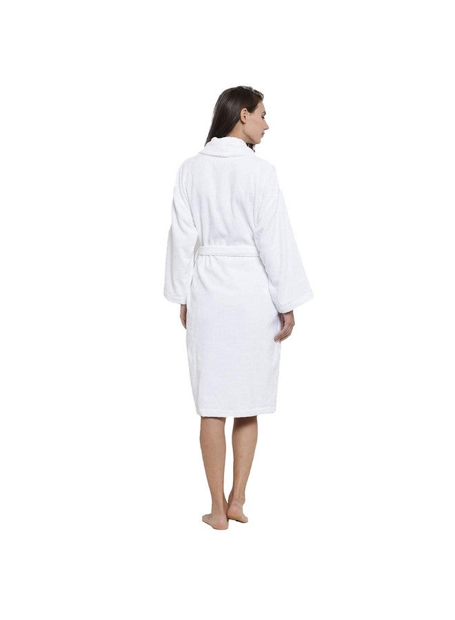 MYTRIDENT Trident Soft Comfort 100% Cotton Shawl Collar Bathrobe, Dressing Gown, Super Soft, Absorbent-Perfect for Gym, Shower, Spa, Hotel Robe, Vacation (Dream White, Medium) - Image 2
