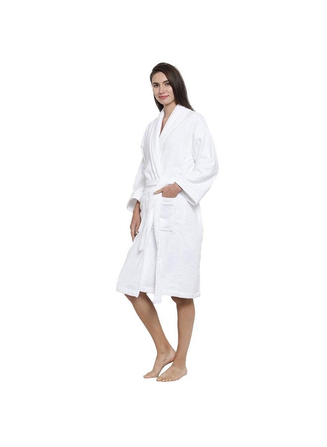 MYTRIDENT Trident Soft Comfort 100% Cotton Shawl Collar Bathrobe, Dressing Gown, Super Soft, Absorbent-Perfect for Gym, Shower, Spa, Hotel Robe, Vacation (Dream White, Medium) - Image 4