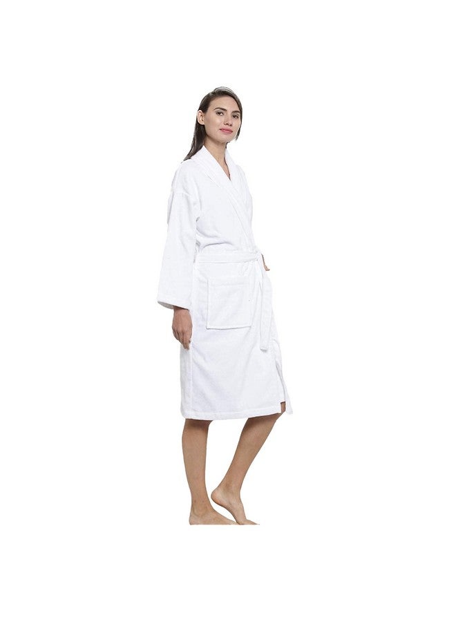 MYTRIDENT Trident Soft Comfort 100% Cotton Shawl Collar Bathrobe, Dressing Gown, Super Soft, Absorbent-Perfect for Gym, Shower, Spa, Hotel Robe, Vacation (Dream White, Medium) - Image 1