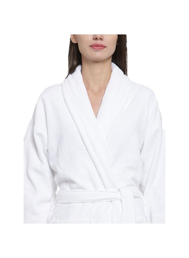MYTRIDENT Trident Soft Comfort 100% Cotton Shawl Collar Bathrobe, Dressing Gown, Super Soft, Absorbent-Perfect for Gym, Shower, Spa, Hotel Robe, Vacation (Dream White, Medium) - Image 5