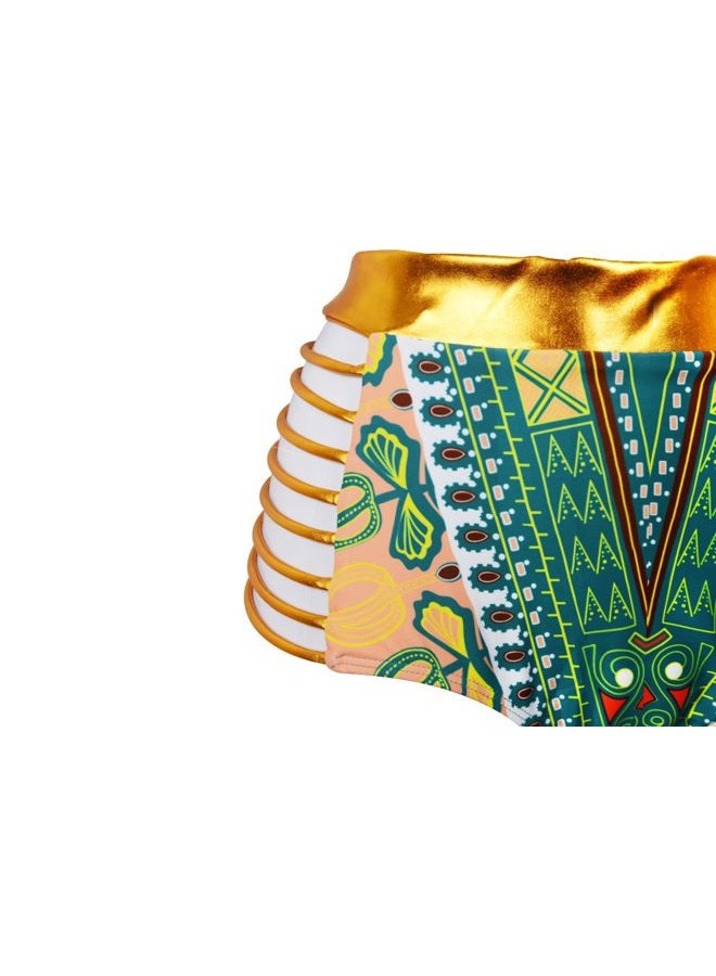Zando Women Tribal Print Bikini African Metallic Swimsuit Two Piece Beachwear Cutout Halter Neck Bathing Suit Swimwear Green M (US Size 4-6) - Image 5