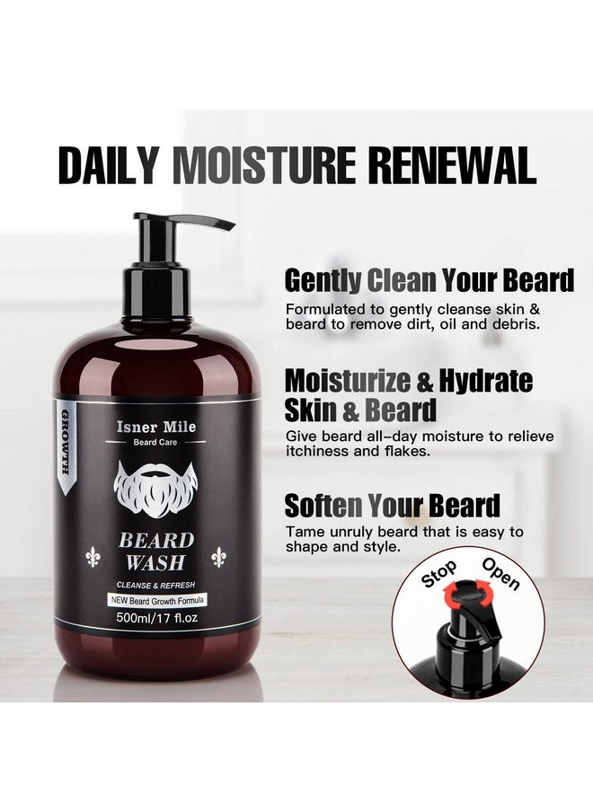 isner mile Beard Wash And Conditioner Set 17 Oz New Formula With Biotin Argan & Jojoba Oils Smooth Soften Strengthen Shampoo With Oil Gifts For Men  - Image 2