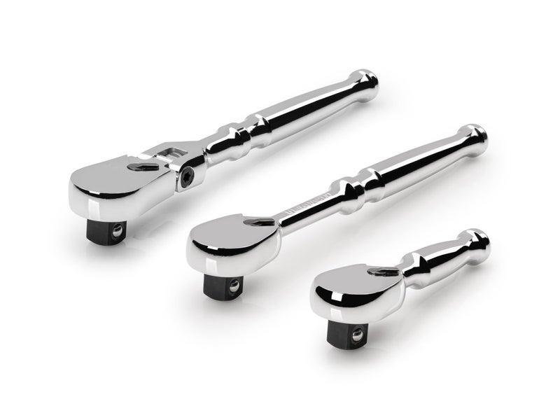 TEKTON 38 Inch Drive Small Body NonQuickRelease Ratchet Set 3Piece 3 6 in 6 in flex SRH99002 - Image 2