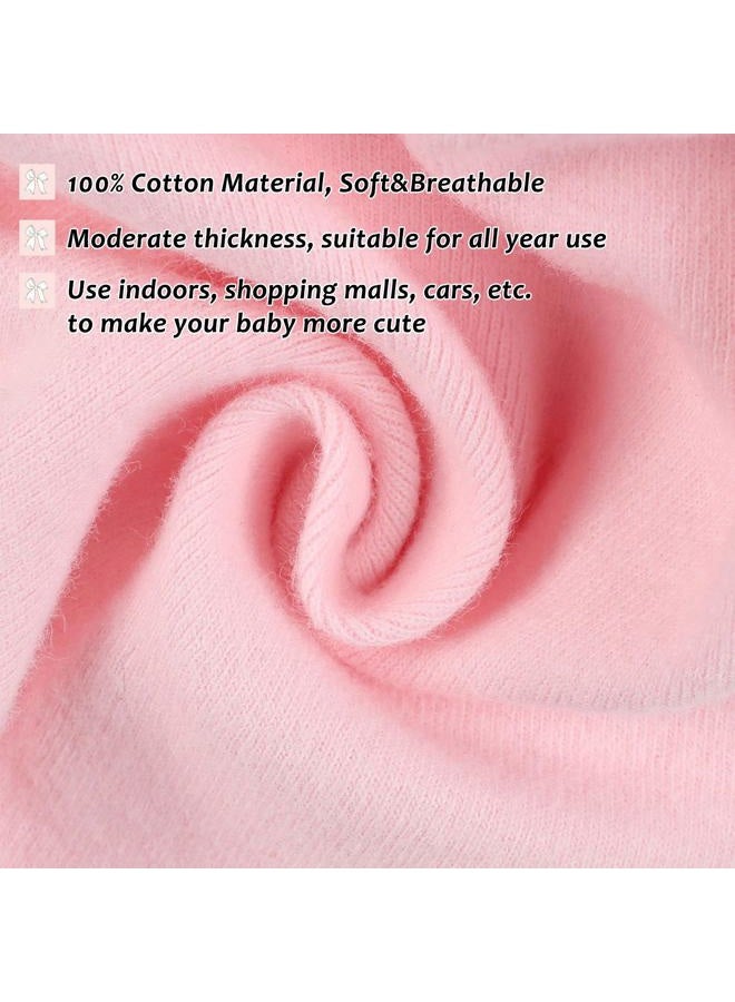 Peecabe Cotton Newborn Baby Hat Bow Cap for Baby Girls 0-6 Months Infant Beanie Spring Summer Autumn, 5pcs-a, 0-6 Months - Image 5
