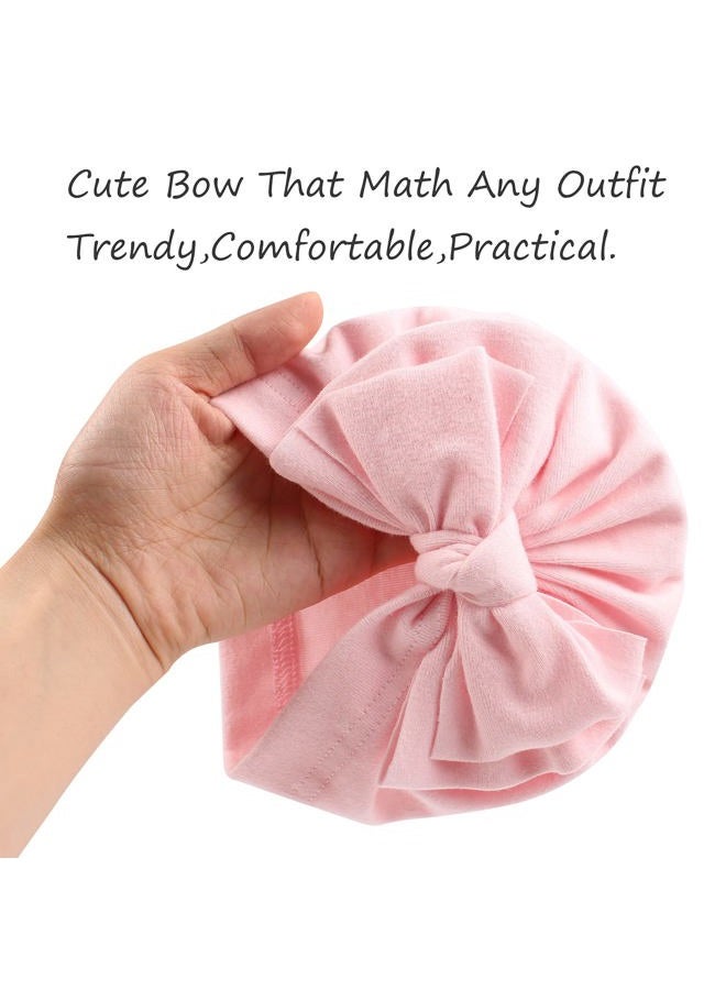 Peecabe Cotton Newborn Baby Hat Bow Cap for Baby Girls 0-6 Months Infant Beanie Spring Summer Autumn, 5pcs-a, 0-6 Months - Image 3
