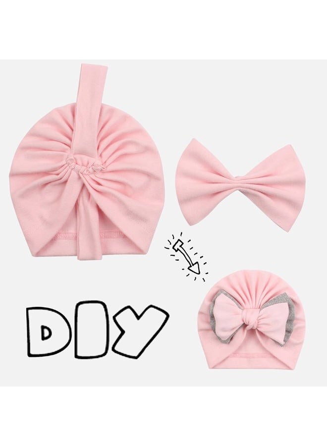 Peecabe Cotton Newborn Baby Hat Bow Cap for Baby Girls 0-6 Months Infant Beanie Spring Summer Autumn, 5pcs-a, 0-6 Months - Image 4