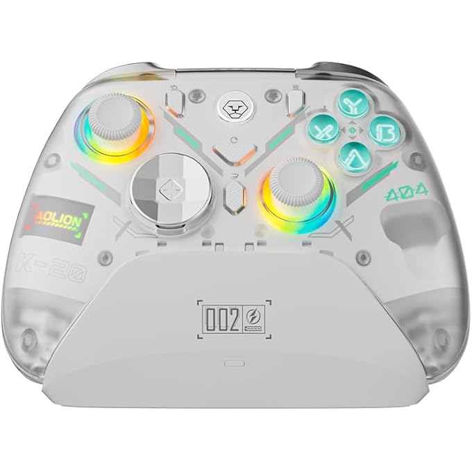 AOLION وحدة تحكم الكمبيوتر، وحدة تحكم بلوتوث مع زنبركات هول، عصي تحكم هول، إضاءة RGB، للكمبيوتر/سويتش/آي أو إس/أندرويد 1000 مللي أمبير مع قاعدة شحن. - Image 1