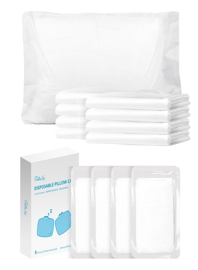 PUFFIN TRIP 8 Pcs Disposable Pillowcases 31.5 x 20 inches SMMSS Non Woven Fabric Individually Vacuum Packed Portable Lightweight Breathable Large Size Pillow Case for Travel Business Trip Hotel Spa Hospital Stay - Image 1