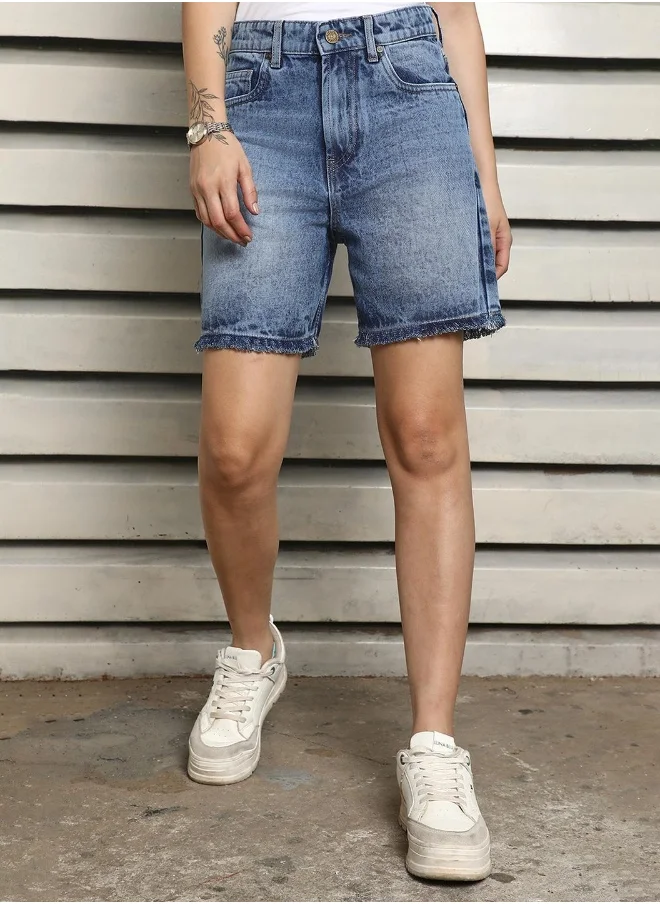 HIGH STAR Women’s Regular Bermuda Indigo Shorts – Modern and Comfortable