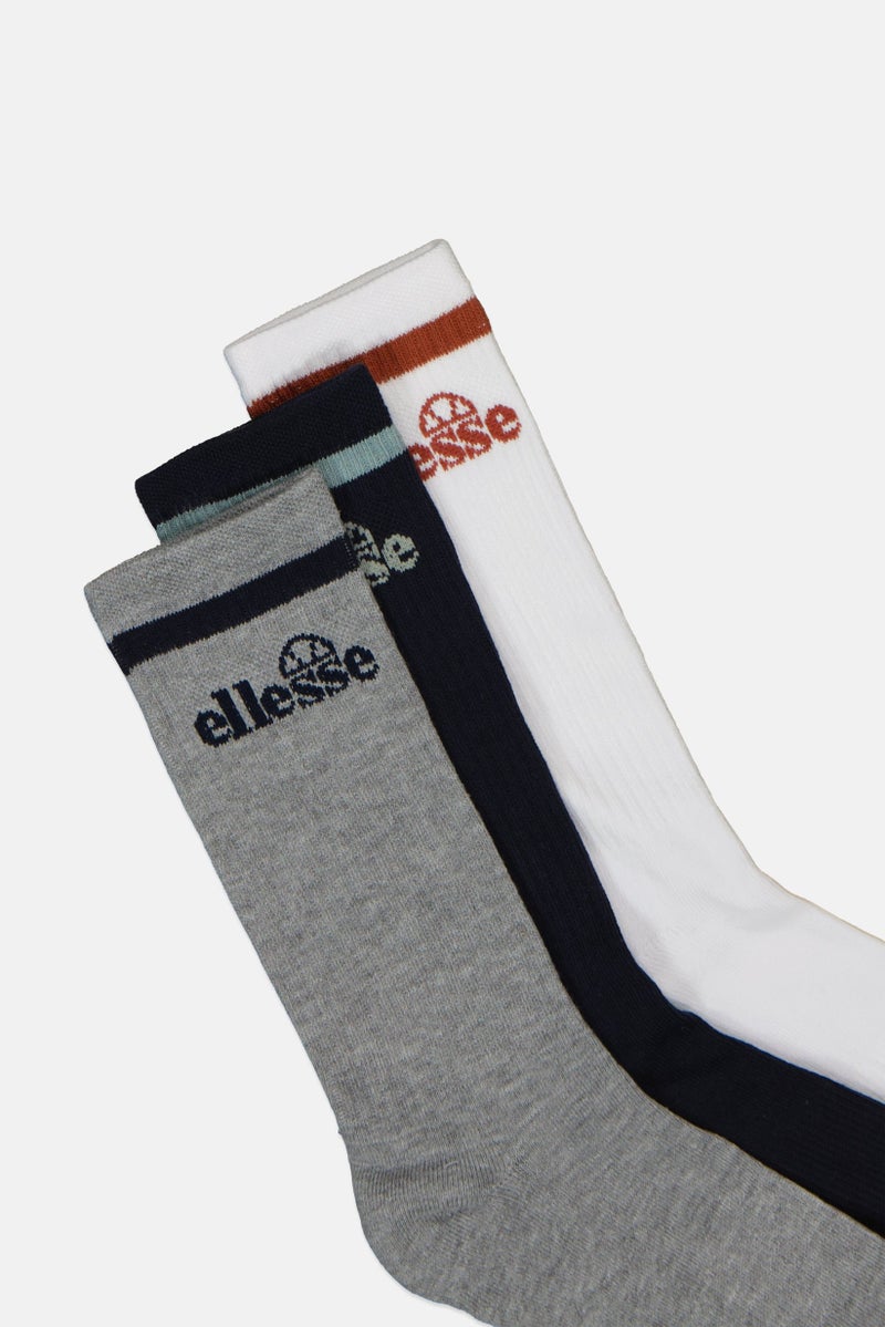Ellesse Men 3 Pairs Pack Brand Logo Crew Socks, Multicolor - Image 2