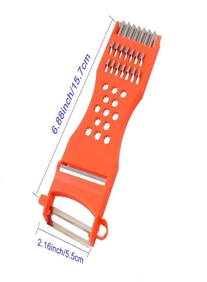 سايم مقشرة خضار، مكشطة معدنية من سايم، مبشرة فواكه، قطاعة، مقشرة خضار، أداة تقطيع متعددة الوظائف 7 في 1 للمطبخ، برتقالي، قطعتان - Image 3