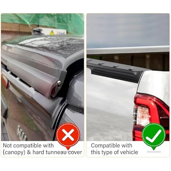 rayihni Tailgate Protector For Toyota Hilux 20202025 Mk9 Tailgate Scratches Rear Tail Gate Cover Guard Load Bed Rail Spoiler Abs Matte Black - Image 3