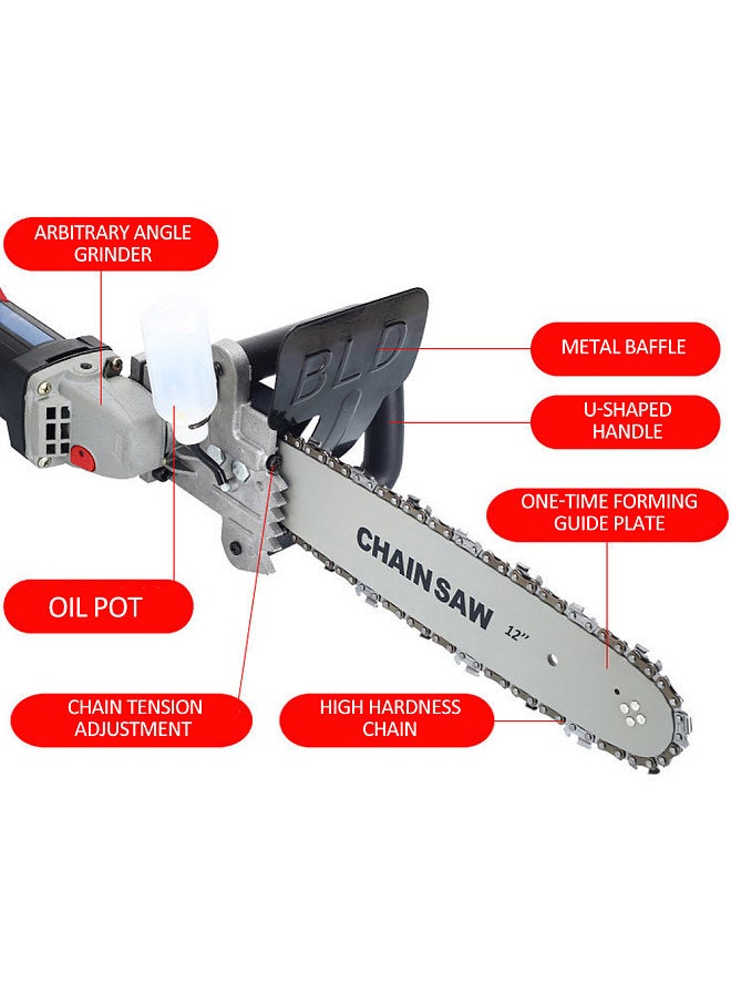 Generic - 12 Inch Chainsaw Refit Conversion Kit Chainsaw Bracket Set Change Angle Grinder into Chain Saw Woodworking Power Tool with 10mm Connecting Rod and 11.5mm Connecting Rod - Image 1