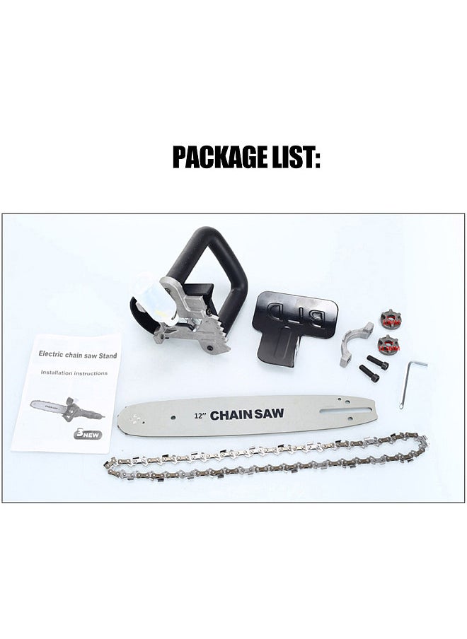 Generic - 12 Inch Chainsaw Refit Conversion Kit Chainsaw Bracket Set Change Angle Grinder into Chain Saw Woodworking Power Tool with 10mm Connecting Rod and 11.5mm Connecting Rod - Image 1