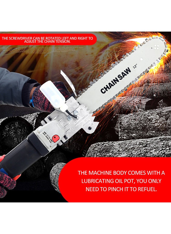 Generic - 12 Inch Chainsaw Refit Conversion Kit Chainsaw Bracket Set Change Angle Grinder into Chain Saw Woodworking Power Tool with 10mm Connecting Rod and 11.5mm Connecting Rod - Image 1