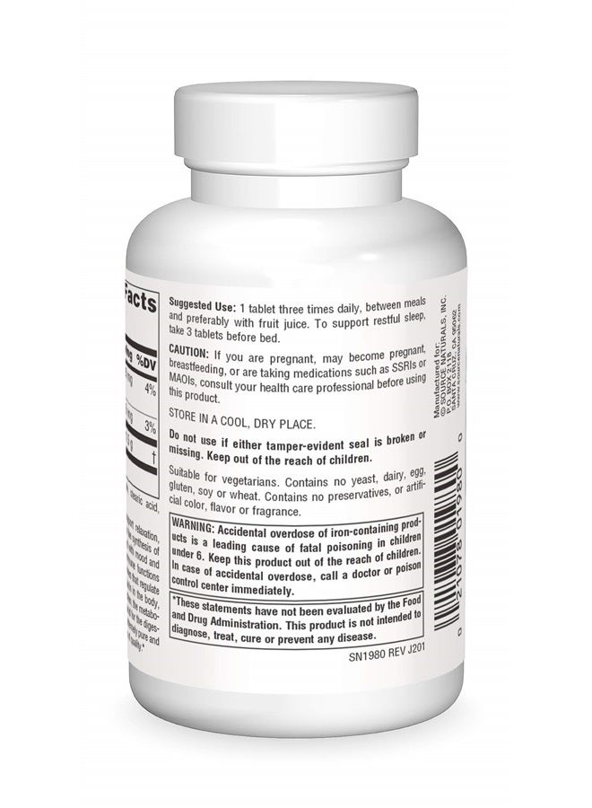 Source Naturals L-Tryptophan, for Mood, Relaxation, and Sleep*, 500mg - 120 Tablets - Image 2