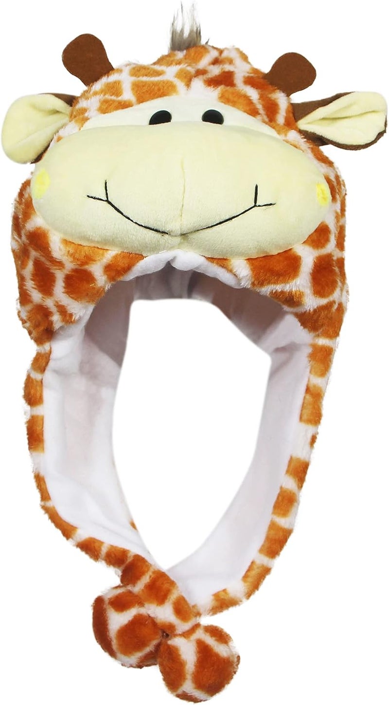 Timiot Cute Plush Animal Character Winter Hat Fun Ski Cap with Detailed Animal Face Long Ear Straps with Pom Pom Ends - Image 2