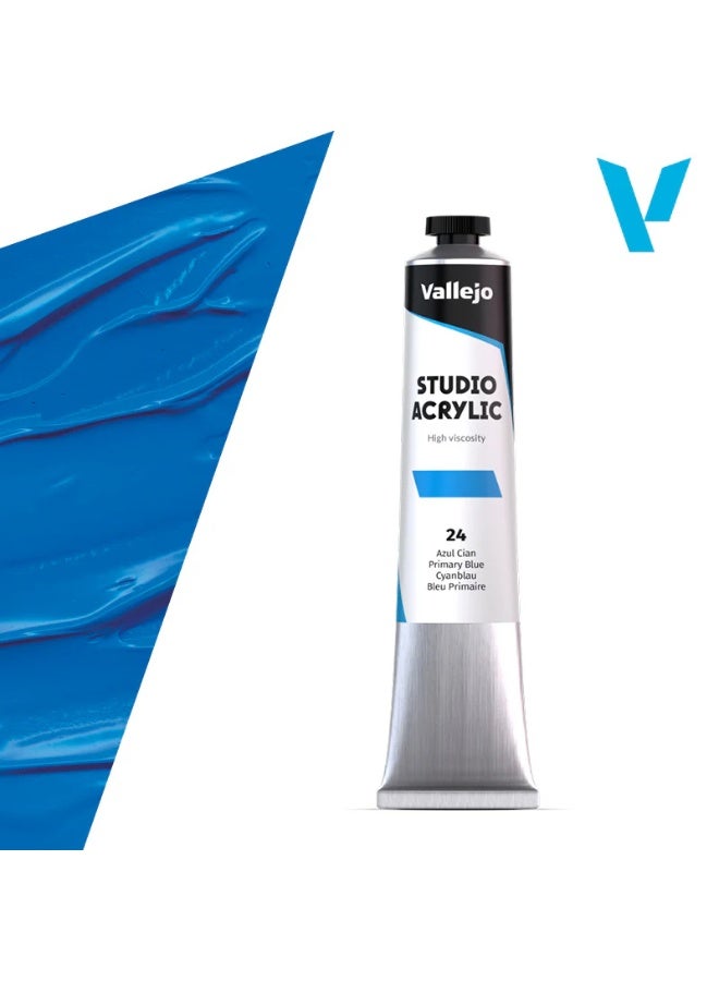 ألوان أكريليك احترافية للفنانين والاستوديوهات - أزرق أساسي، صبغة عالية، تغطية سلسة على القماش والخشب - 58 مل