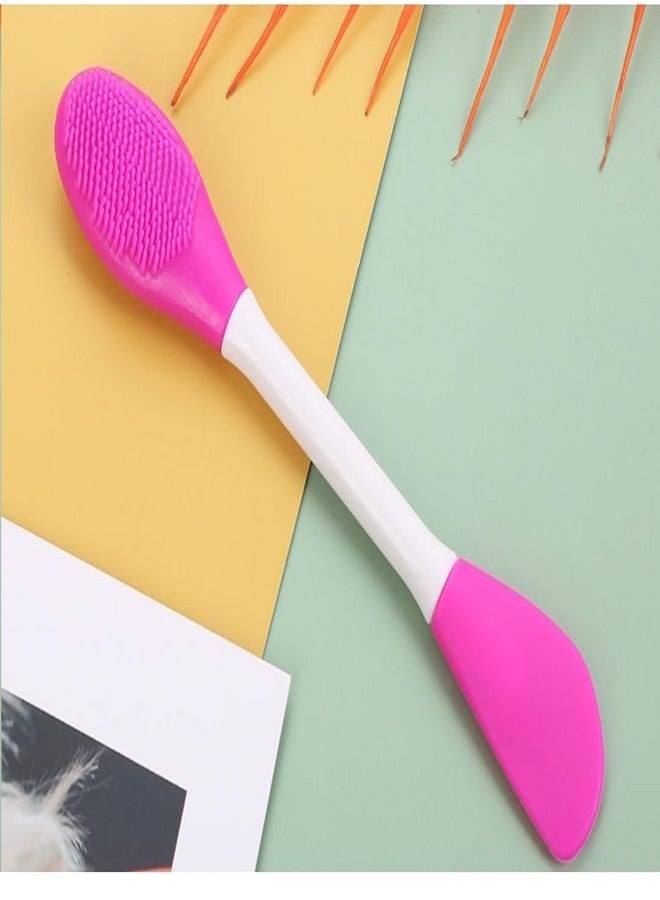 Gugzy Silicone Double-headed Face Mask Brush, Facial Mask Applicator, Makeup Removel Scrubber, Lips Face Cleansing Exfoliating Brush And Body Butter Applicator (Rose Pink) - Image 2