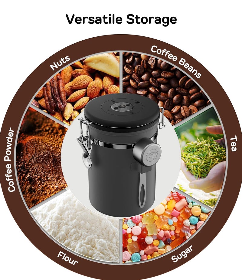 Coffee Gator Coffee Canister, 11oz Airtight Stainless Steel Kitchen Food Storage Container with Date-Tracker, CO2-Release Valve and Scoop for Beans, Grounds, Sugar, Cookies Jars, Tea, Cereal - Gray - Image 4