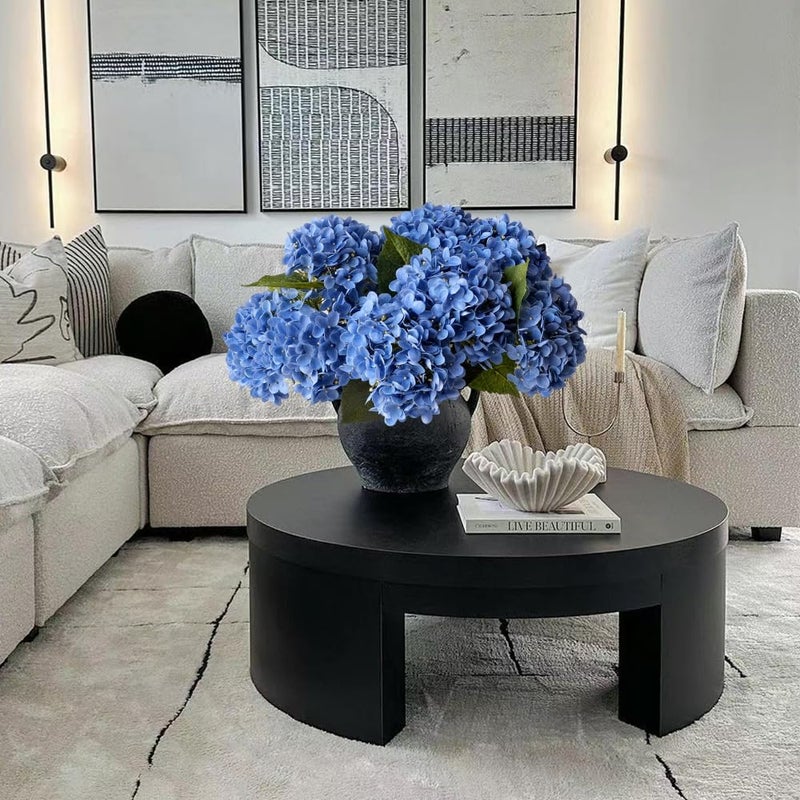 ZYTUYO 4 Pcs Royal Blue 20 inches Real Touch Hydrangea Artificial Flowers Boho Lifelike Real Looking Latex Hydrangeas Flower with Long Stem for Indoor Living Room Spring Home Decor Table Flower - Image 5