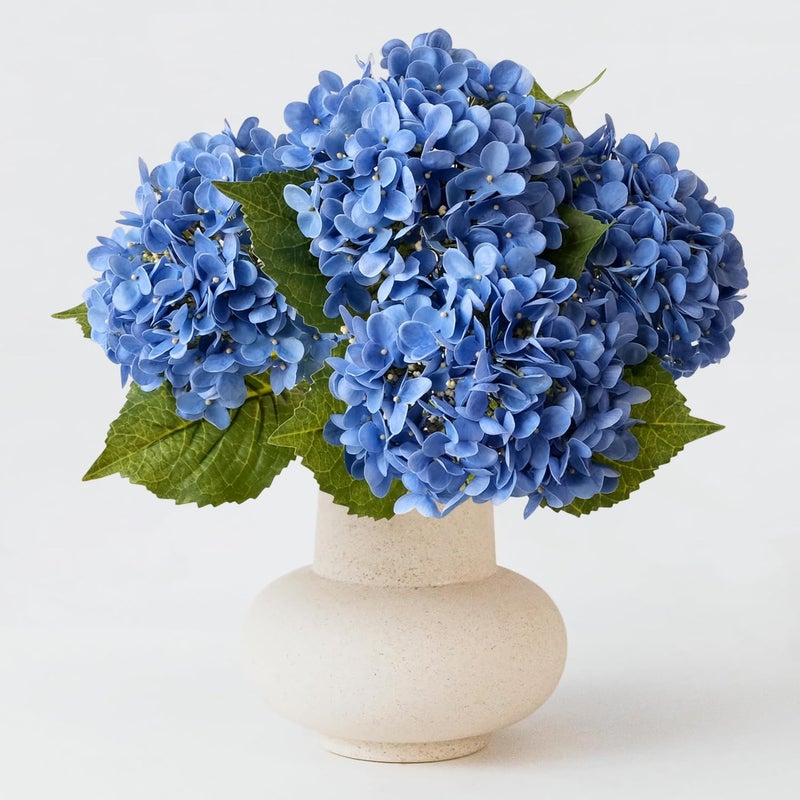 ZYTUYO 4 Pcs Royal Blue 20 inches Real Touch Hydrangea Artificial Flowers Boho Lifelike Real Looking Latex Hydrangeas Flower with Long Stem for Indoor Living Room Spring Home Decor Table Flower - Image 1