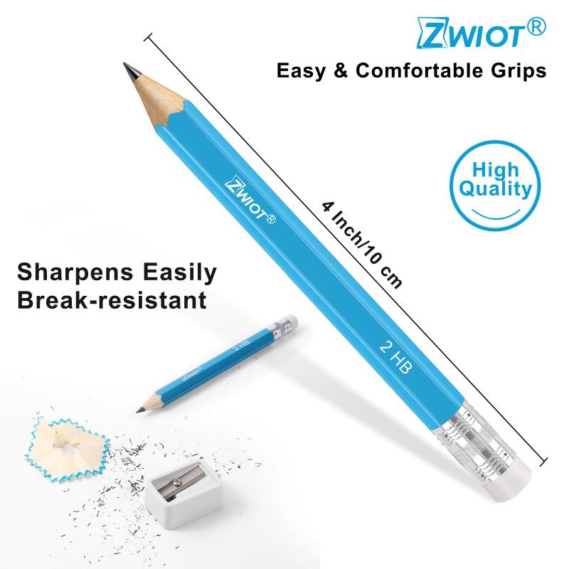 ZWIOT ZWlOT Golf Pencils with Eraser, #2 HB Half,4" Mini,Pre-Sharpened,120/200/320 Count Pencils Wood Cased Short for Classroom, Office, School, Wedding and Party Game - Image 2