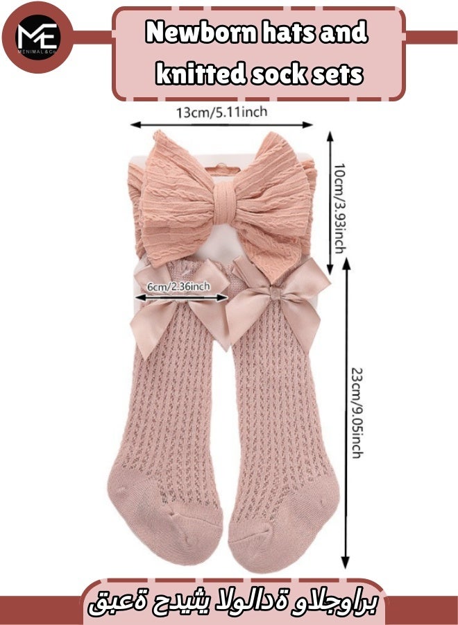 me-nimal 2-Pack Baby Girl Headband & Non-Slip Socks Set - Floral Bow Headwrap + Anti-Skid Cotton Socks for Newborn Infant Toddler Gift - Image 5