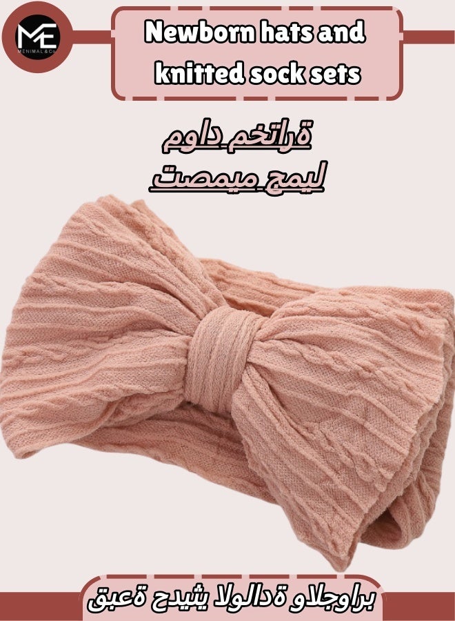 me-nimal 2-Pack Baby Girl Headband & Non-Slip Socks Set - Floral Bow Headwrap + Anti-Skid Cotton Socks for Newborn Infant Toddler Gift - Image 3
