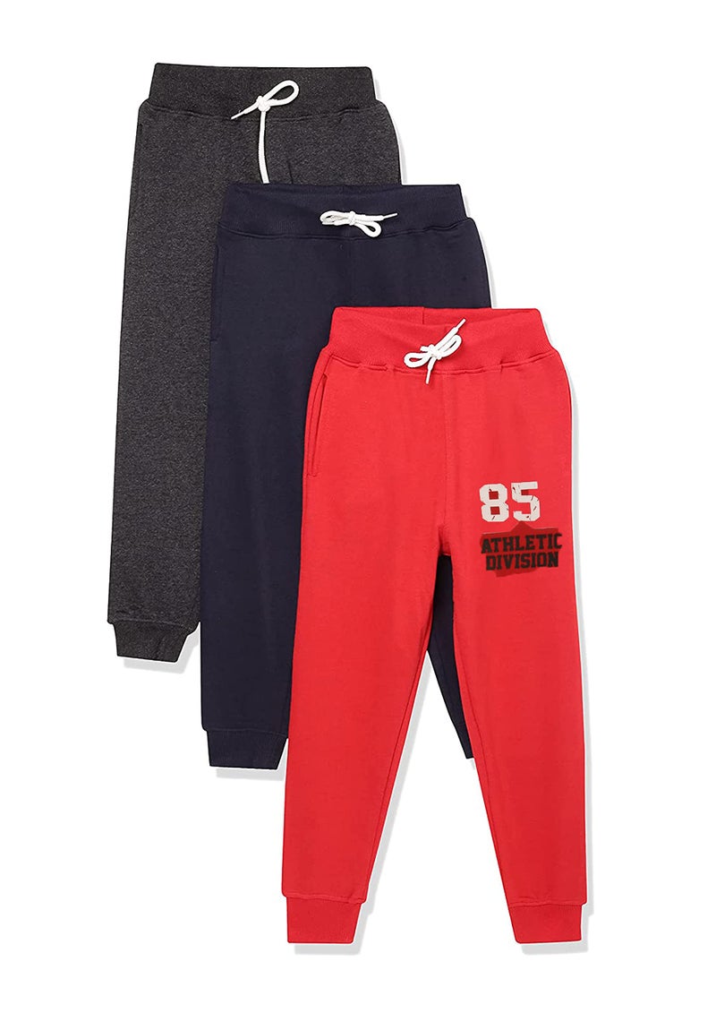 T2F Boy's Regular Fit Printed Joggers Track Pant (Pack of 3) - Image 1