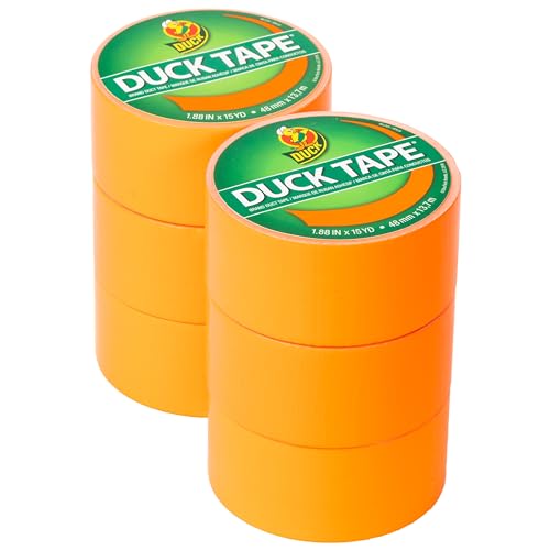 Duck Brand Duck Color Duct Tape, 1.88 in. x 15 yd, 6-Roll, Neon Orange (1265019_C) - Image 1