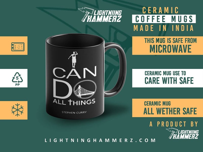 Lightning Hammerz Stephen Curry Basketball Coffee Mug with Print Stephen Curry Can Do All Things Printed Coffee Mug for Friends Golden State Warriors Mugs 330ml Microwave Dishwasher Safe - Image 5