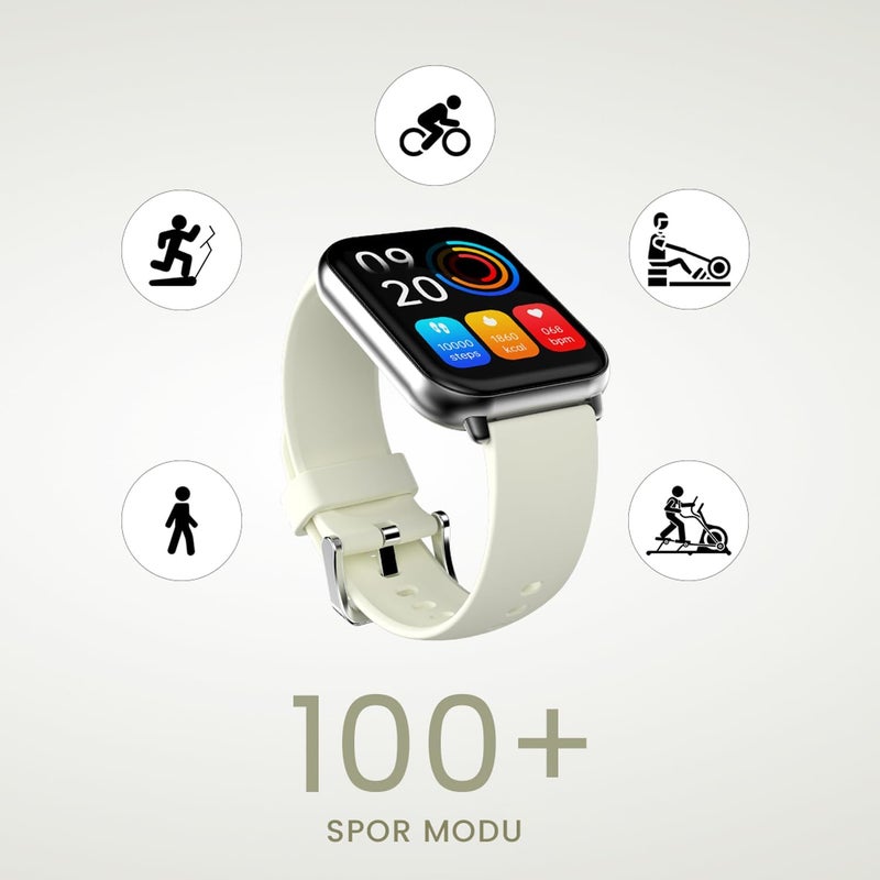 HiFuture ZONE2 1.96" IPS Display BT Calling Smartwatch - Silver White - Image 5