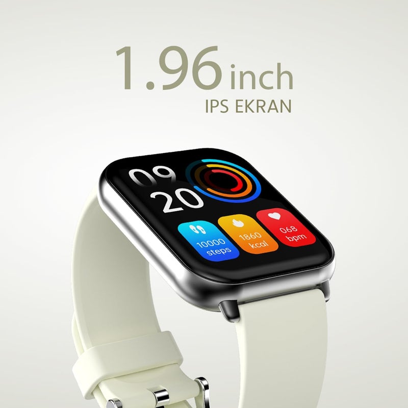 HiFuture ZONE2 1.96" IPS Display BT Calling Smartwatch - Silver White - Image 4