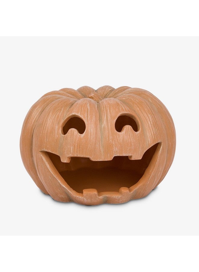 LUMINARA Luminara Jack-o'-Lantern Pumpkin Tealight Holder - Orange 10" x 6.75" - Halloween Dry Brush Resin Fall Home Autumn Harvest Festival Party Decor  - Image 1