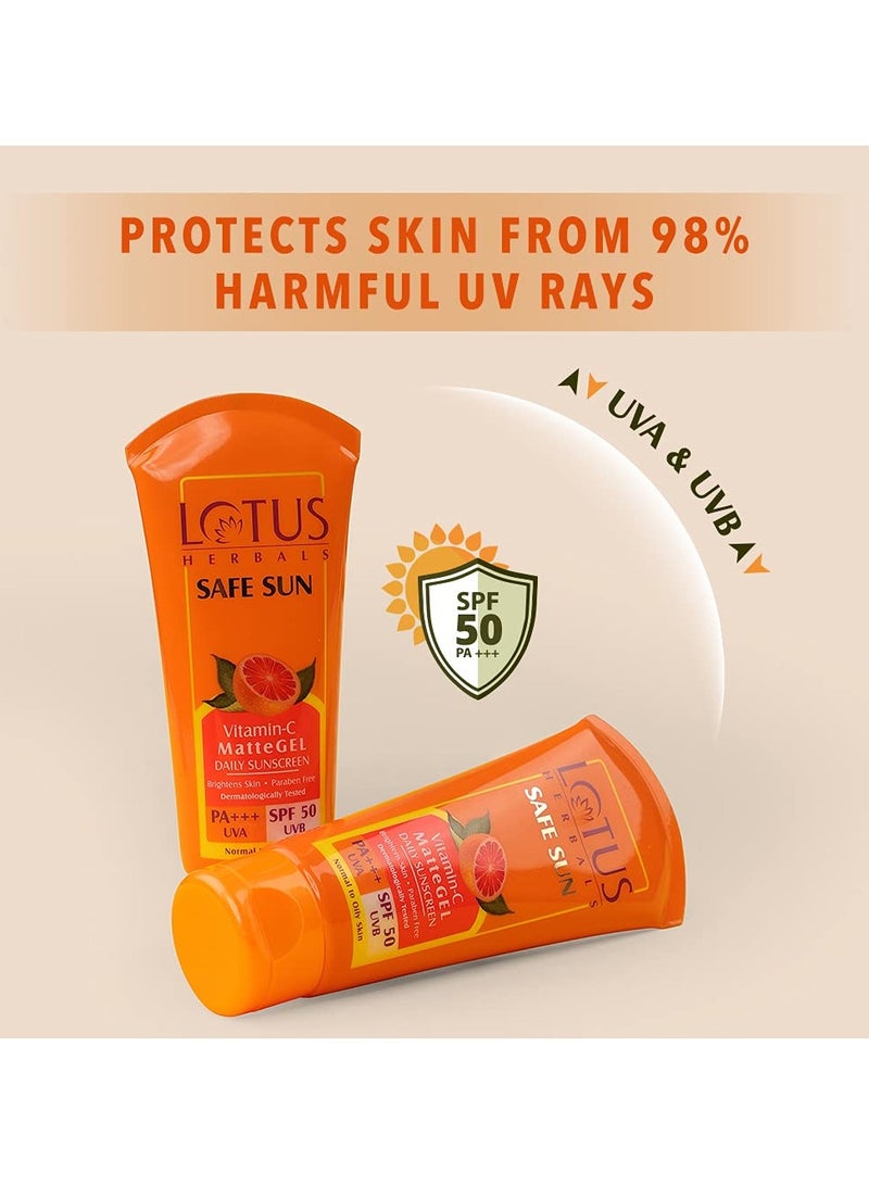 LOTUS HERBALS Safe Sun Vitamin C Matte Gel Daily Sunscreen SPF 50 PA+++  Paraben Free Dermatologically Tested  Anti Pollution  Normal  and Oily Skin  100g  - Image 2