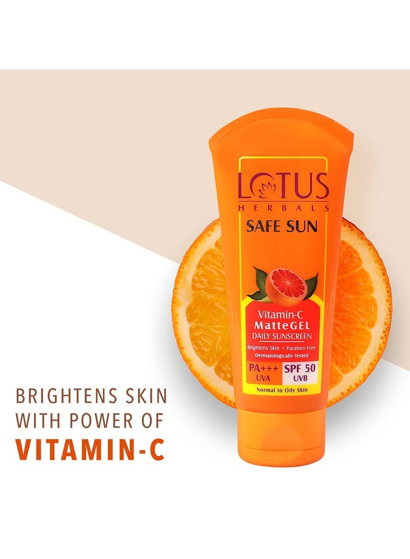 LOTUS HERBALS Safe Sun Vitamin C Matte Gel Daily Sunscreen SPF 50 PA+++  Paraben Free Dermatologically Tested  Anti Pollution  Normal  and Oily Skin  100g  - Image 3