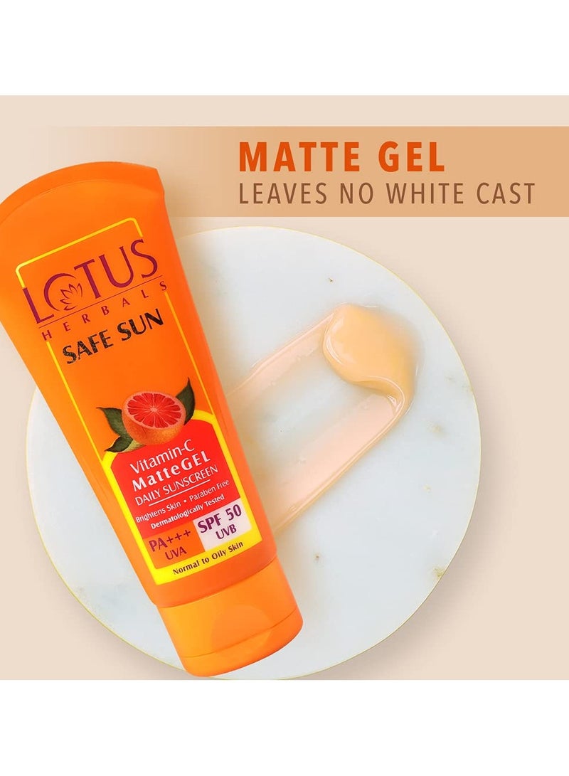 LOTUS HERBALS Safe Sun Vitamin C Matte Gel Daily Sunscreen SPF 50 PA+++  Paraben Free Dermatologically Tested  Anti Pollution  Normal  and Oily Skin  100g  - Image 4
