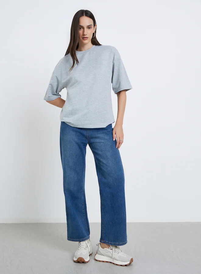 Styli Styli Women Grey Terry Boxy Fit T-Shirt
