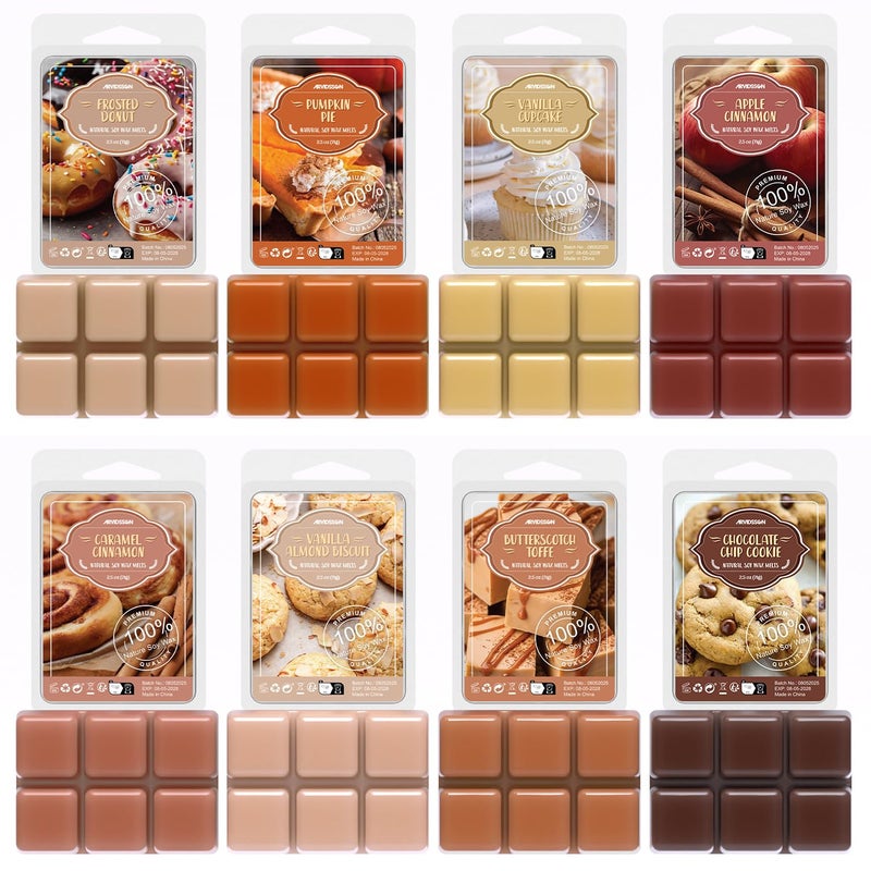 ARVIDSSON Scented Wax Melts Bakery Soy Wax Melts Cubes for Wax Warmer Fall Scented Wax Melts Strong Scent Autumn Fragrance Wax Tarts  Pumpkin Pie Apple Cinnamon Vanilla Cupcake and More