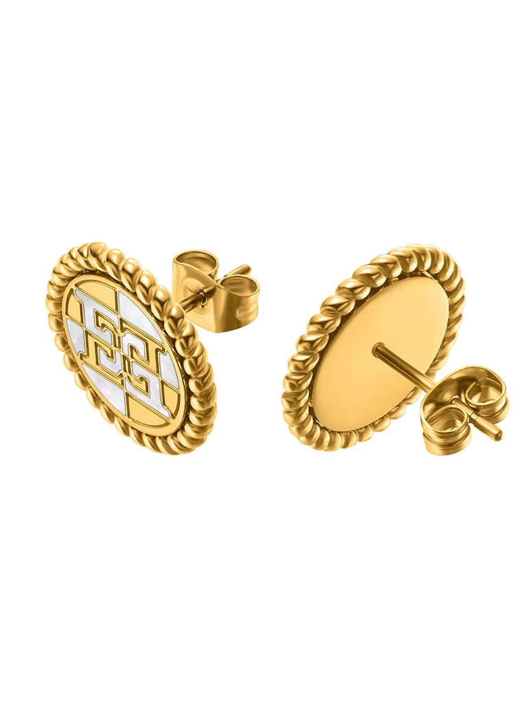 ESCADA Madelene Earrings for Women Mother-of-Pearl Stud, Iconic Logo, Twirl Design, Elegant and Timeless Jewelry