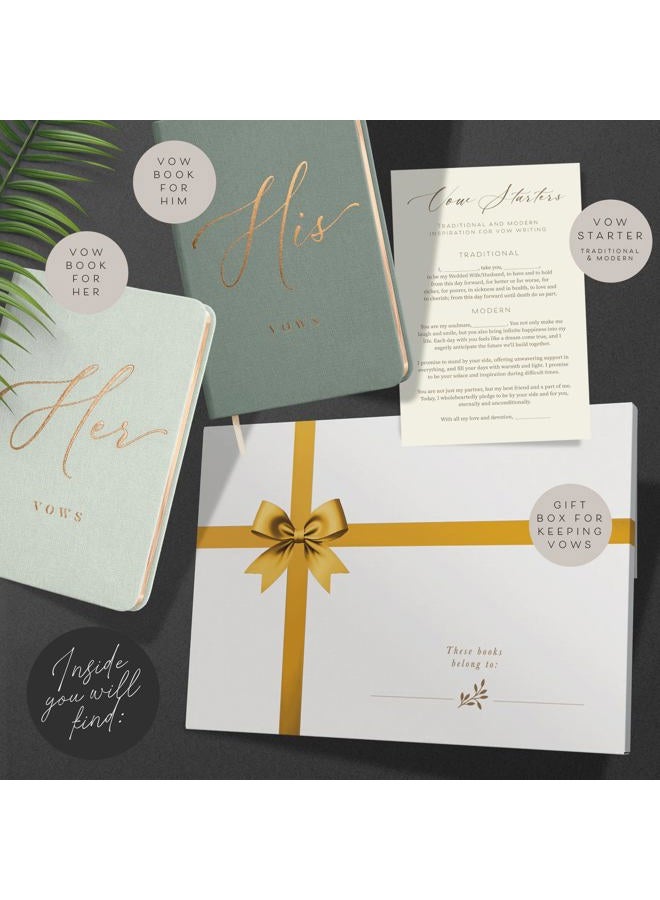 ARTESORI Vow Books His and Hers - Linen Wedding Vow Books Perfect as Bride & Groom Gifts, Wedding Registry Ideas - His & Hers Gifts Wedding Vow Book - Wedding Essentials & Accessories [Mint & Sage] - Image 2