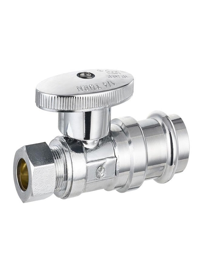 EFIELD (Pack of 5) EFIELD Stop Straight Valve, 1/2" Nominal Press x 3/8" OD Compression, 1/4 Turn, LF Brass Made, Chrome Plated,(VALVE397-5PCS) - Image 5